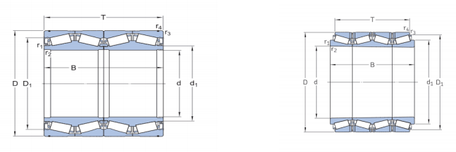 Four-row tapered roller bearings